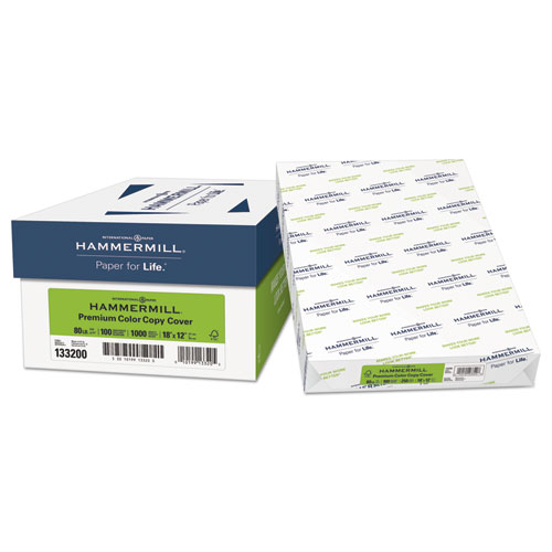 Picture of Hammermill & HP Everyday Papers HAM133200 80 lbs 100 Bright White Premium Color Photo Cover - 250 per Pack - 4 per Case - 18 x 12 in.