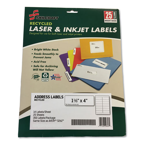 Picture of Ability One NSN6736514 Skilcraft Recycled Laser & Inkjet Label - 350 Labels