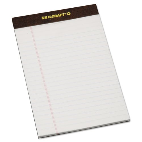 NSN 5 x 8 in. 1 Dozen Double Line Margin Rule Legal Pad  White - 50 Sheets -  OfficeTop, OF3749796