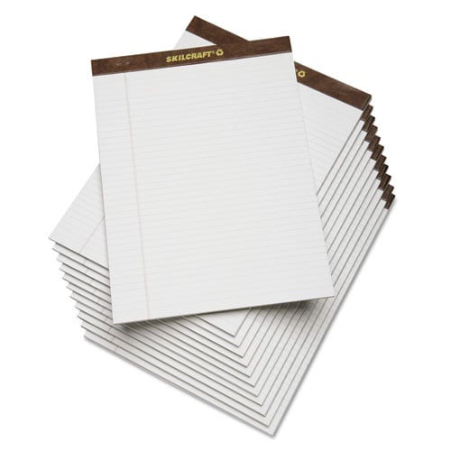 NSN 8.5 x 11.75 in. 1 Dozen Double Margin Legal Pad, White - 50 Sheets -  OfficeTop, OF1880607