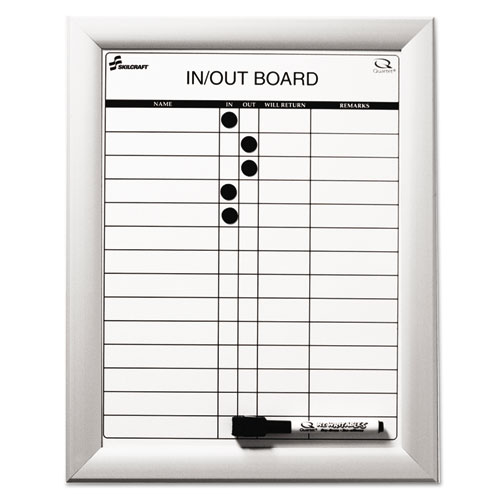 Picture of Ability One NSN4845261 11 x 14 in. Aluminum Frame Quartet Magnetic In & Out Board