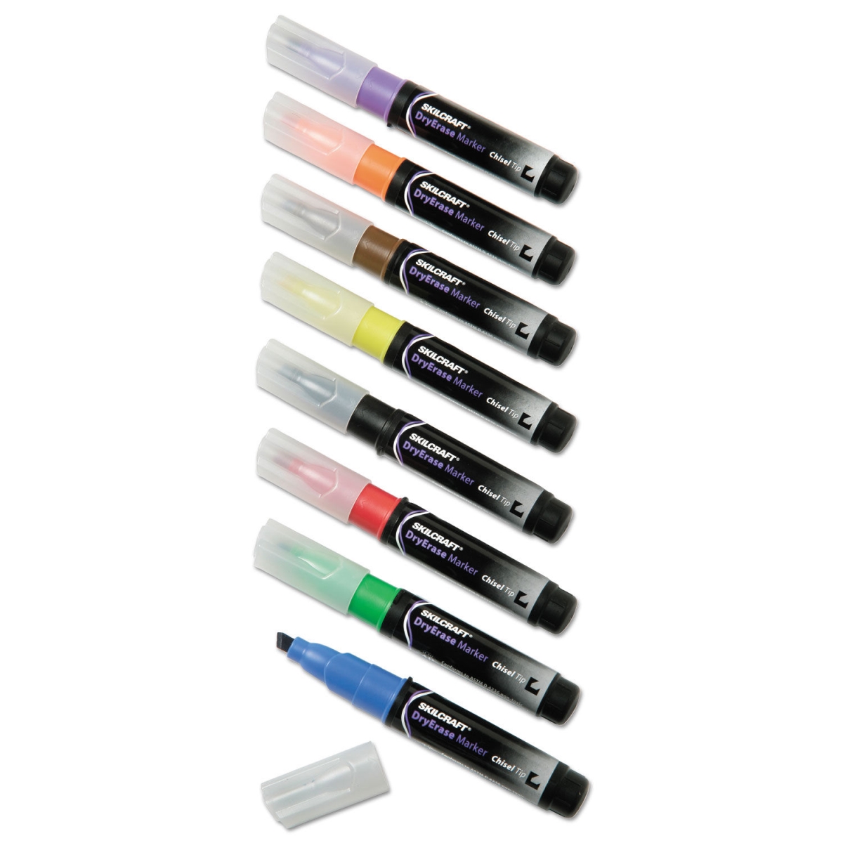 Picture of Ability One NSN1863605 Dry Erase Markers & Chisel Tip&#44; Assorted - Pack of 8
