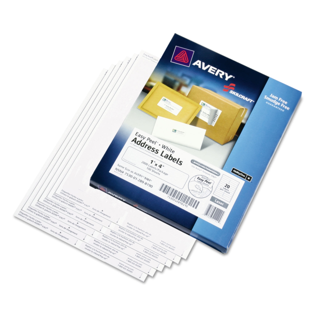 Picture of Ability One NSN2898190 1 x 4 in. Laser Labels&#44; White - Box of 2000