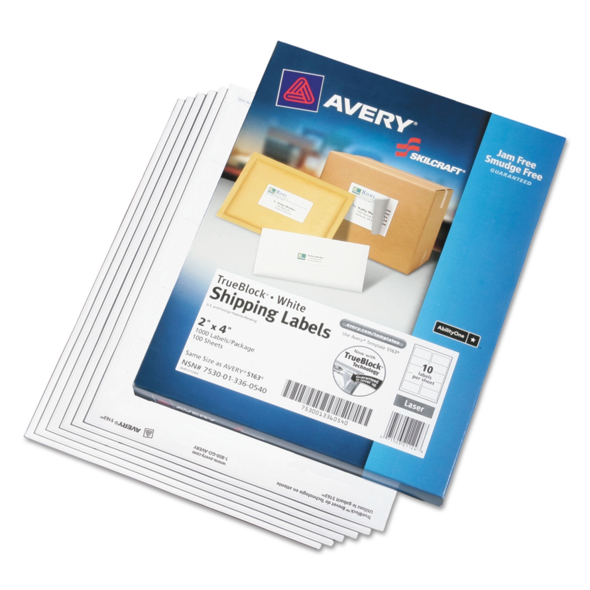 Picture of Ability One NSN3360540 2 x 4 in. Laser Labels&#44; White - Box of 1000