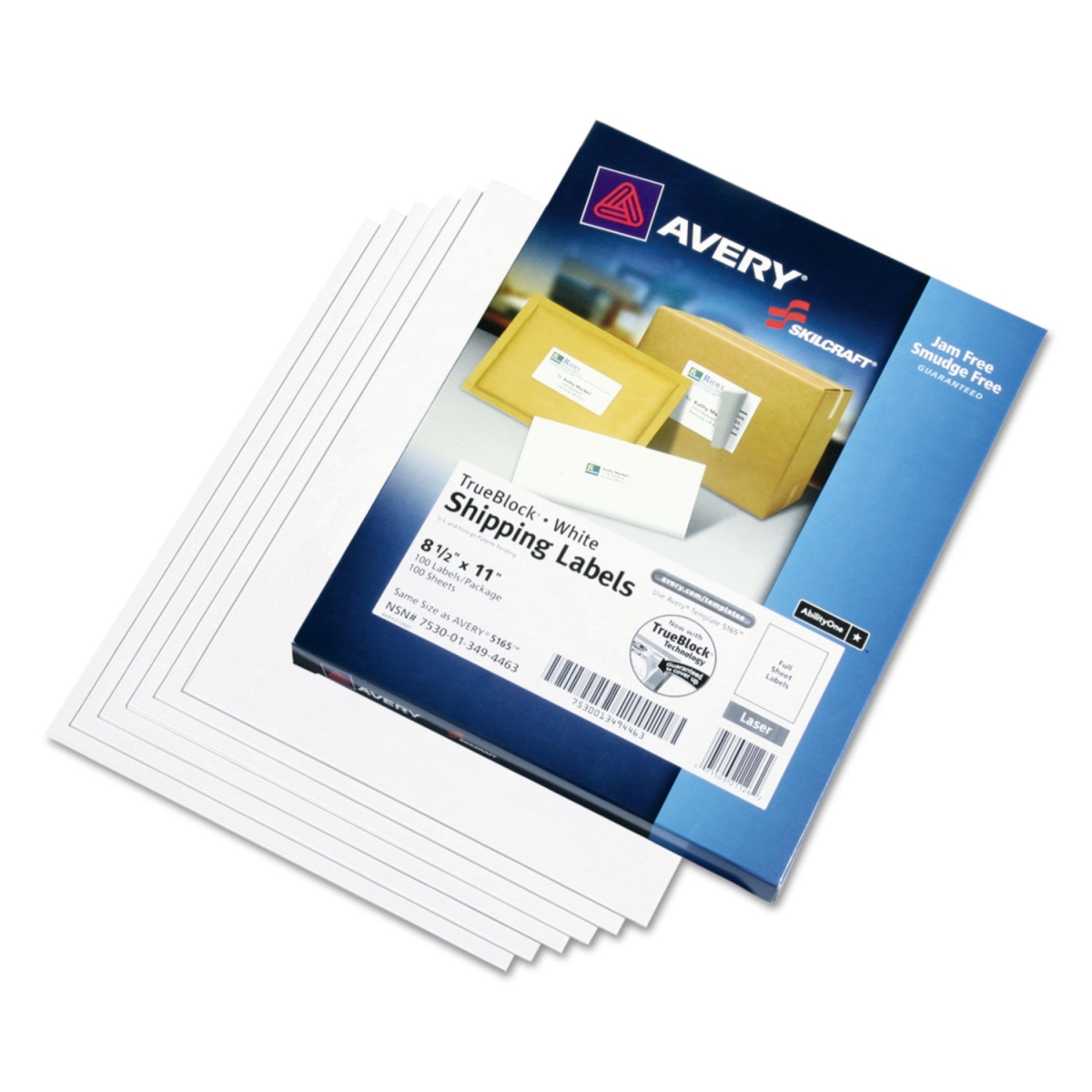 Picture of Ability One NSN3494463 8.5 x 11 in. Laser Labels&#44; White - Box of 100