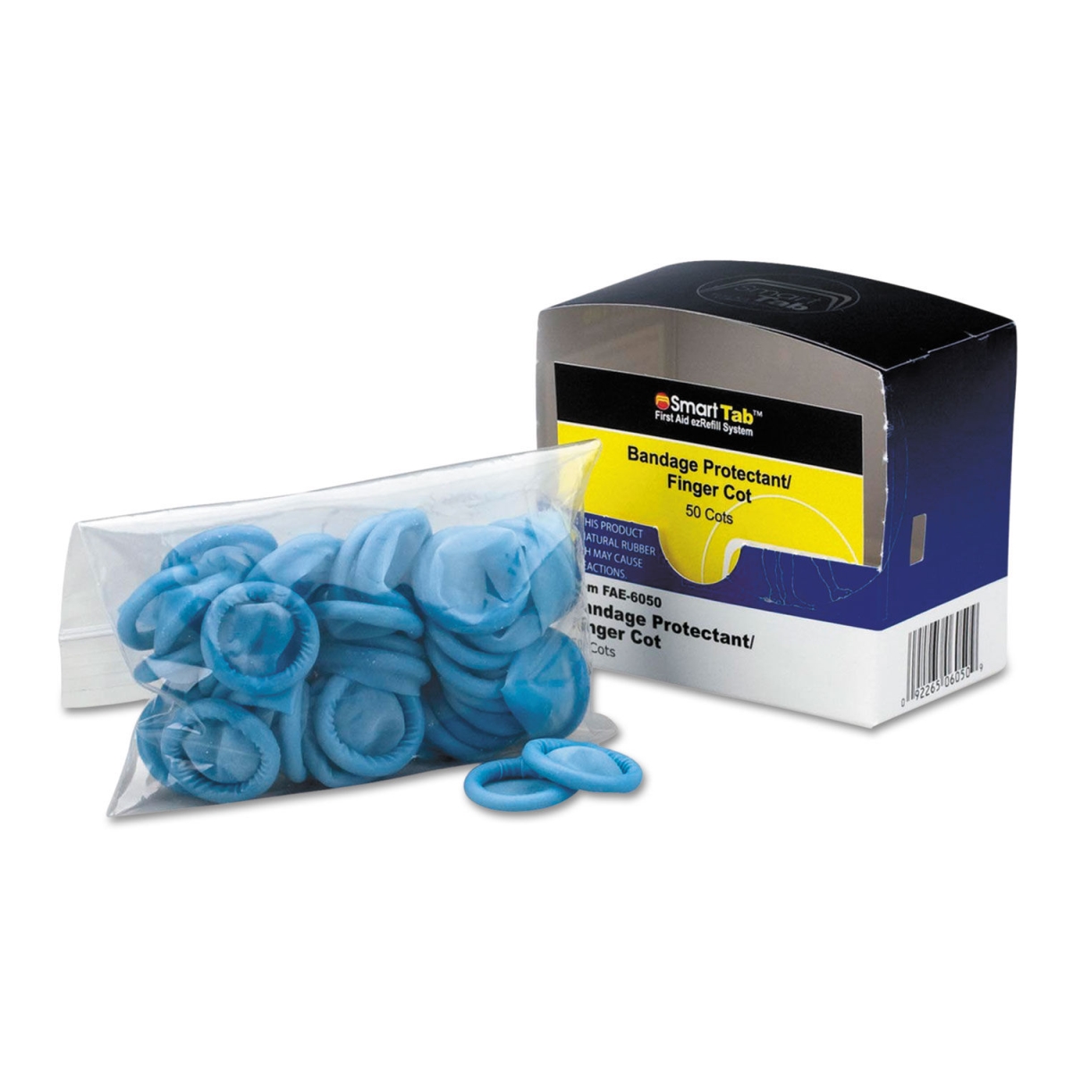 Picture of Acme United FAOFAE6050 Smart Compliance Refill Finger Cots with Nitrile&#44; Blue - Box of 50