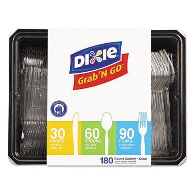 Picture of Dixie Ultra CH0369DX7 Heavyweight Polystyrene Cutlery Knives, Spoons & Forks, Clear - 180 per Pack, Pack of 10