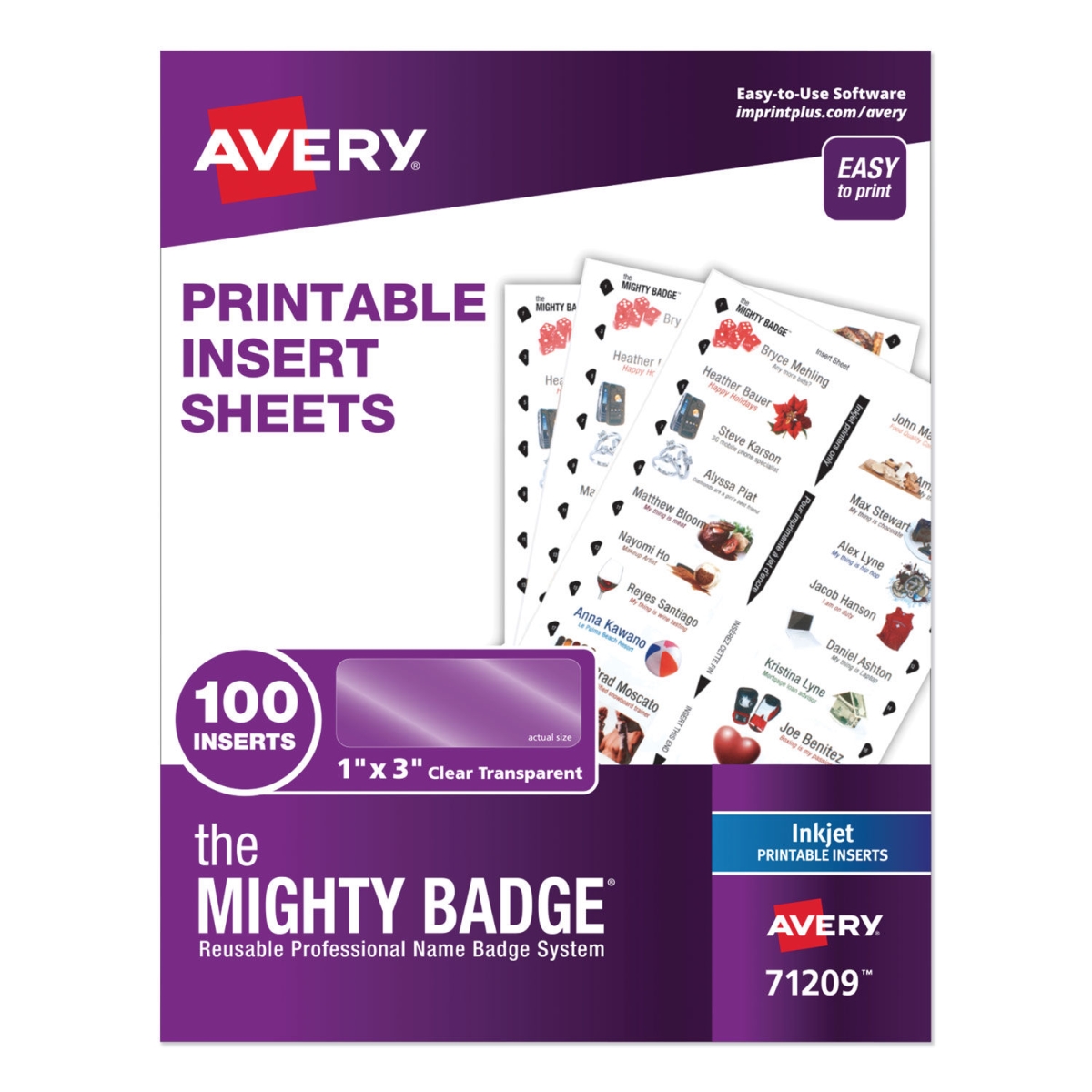 Picture of Avery Products AVE71209 Badge Cards & Inserts - Clear&#44; Pack of 100