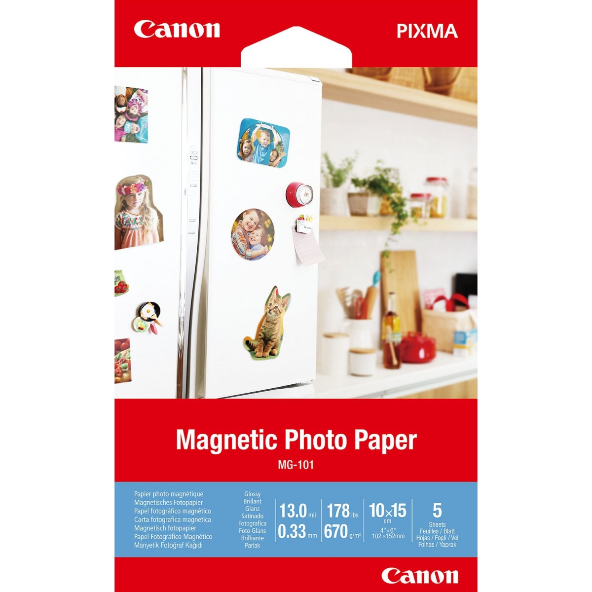 Picture of Canon 3634C002 4 x 6 MG-101 Glossy Magnetic Photo Paper&#44; White - 5 Sheets per Pack