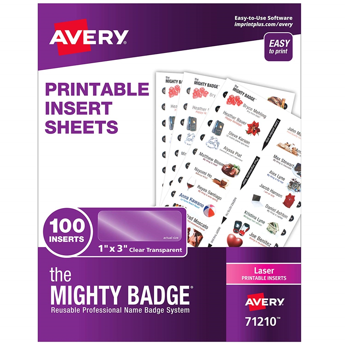 Picture of Avery Dennison 71210 The Mighty Badge Inserts Only for Laser Printer&#44; Clear - 100 per Pack