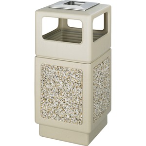 SAF9473TN 38 gal Plastic & Stone Aggregate Receptacle, Tan