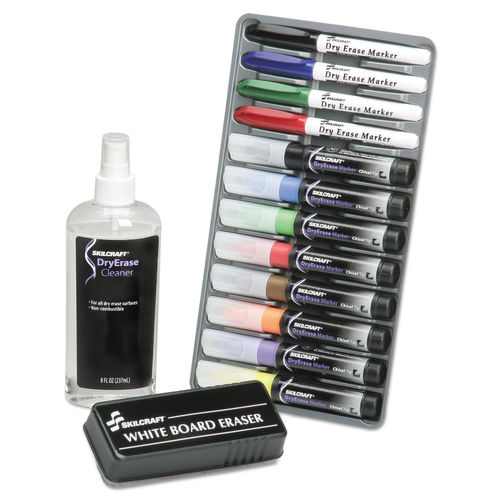 Picture of AbilityOne NSN3656126 Broad Chisel Tip 12-Marker Dry Erase System - Assorted Color