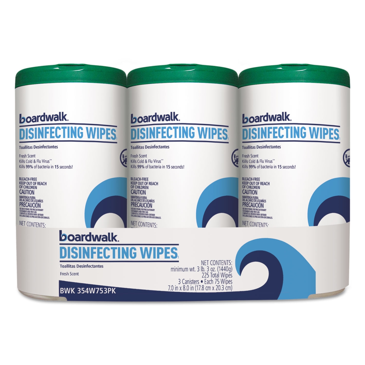 Picture of Boardwalk 454W753CT 8 x 7 in. Disinfecting Wipes Fresh Scent with 75 Canister - 12 per Case