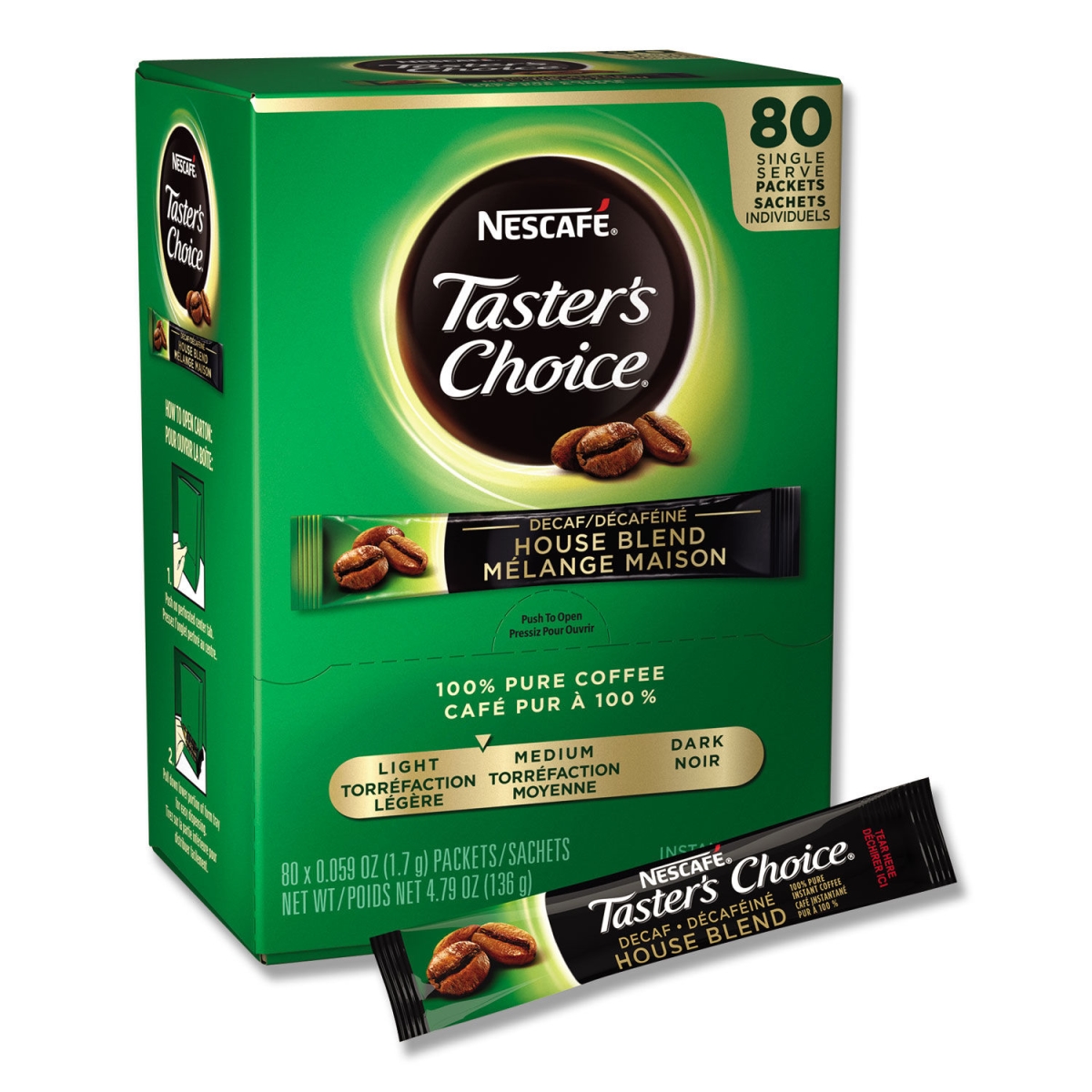 Picture of Nestle 66488CT 0.06 oz Tasters Choice Stick Pack Decaf, 80 per Bag - Case of 6