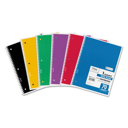 Mead Products MEA73063 Spiral Notebook 1 Subject Wide, Assorted - Pack of 6 -  Mead Products LLC