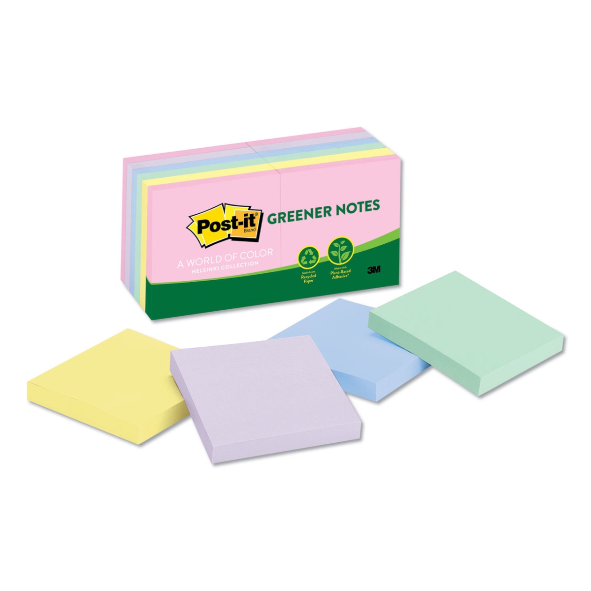 MMM65324RPVAD Recycled Mini Greener Note Pads, Assorted