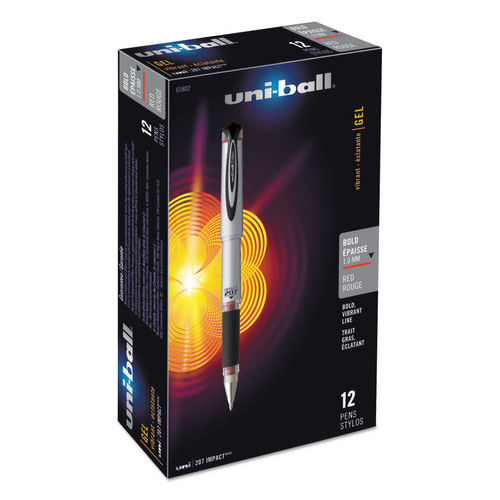 UBC 1 mm Bold Red Ink, Black Barrel 207 Impact Stick Gel Pen