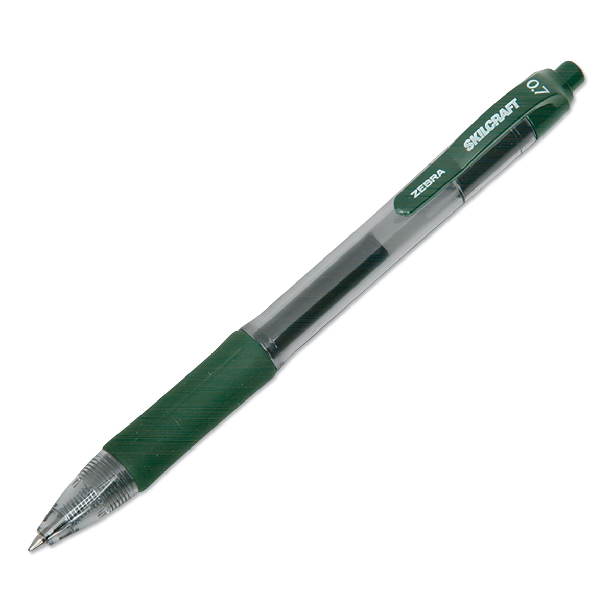 Picture of Ability One NSN6826563 0.7 mm Green Ink&#44; Clear Barrel Zebra Retractable Gel Pen - 1 Dozen