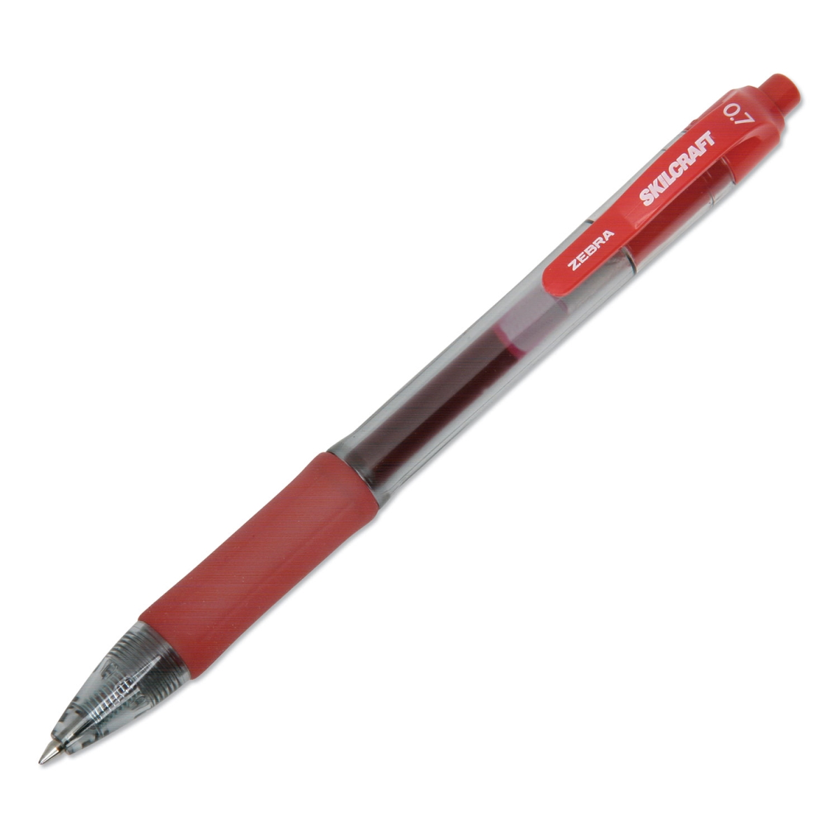 Picture of Ability One NSN6826565 0.7 mm Red Ink&#44; Clear Barrel Zebra Retractable Gel Pen - 1 Dozen