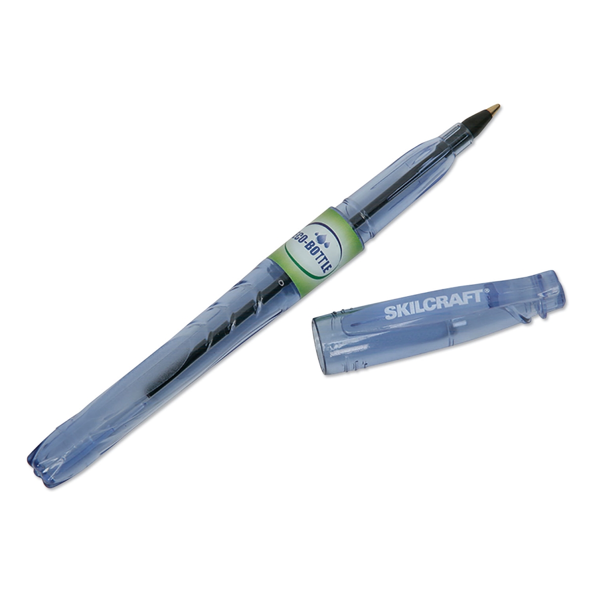 Picture of Ability One NSN6827161 0.7 mm Black Ink&#44; Clear Barrel Recycled Water Bottle Stick Pens - 1 Dozen
