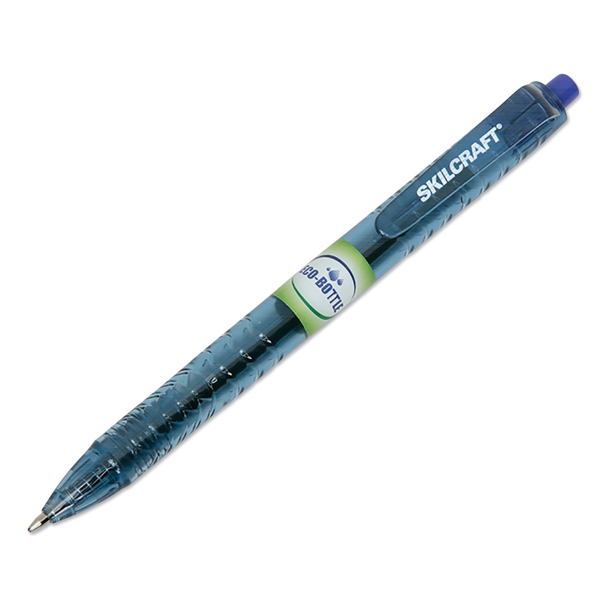 Picture of Ability One NSN6827167 0.7 mm Blue Ink&#44; Clear Barrel Recycled Water Bottle Retractable Ballpoint Pens - 1 Dozen