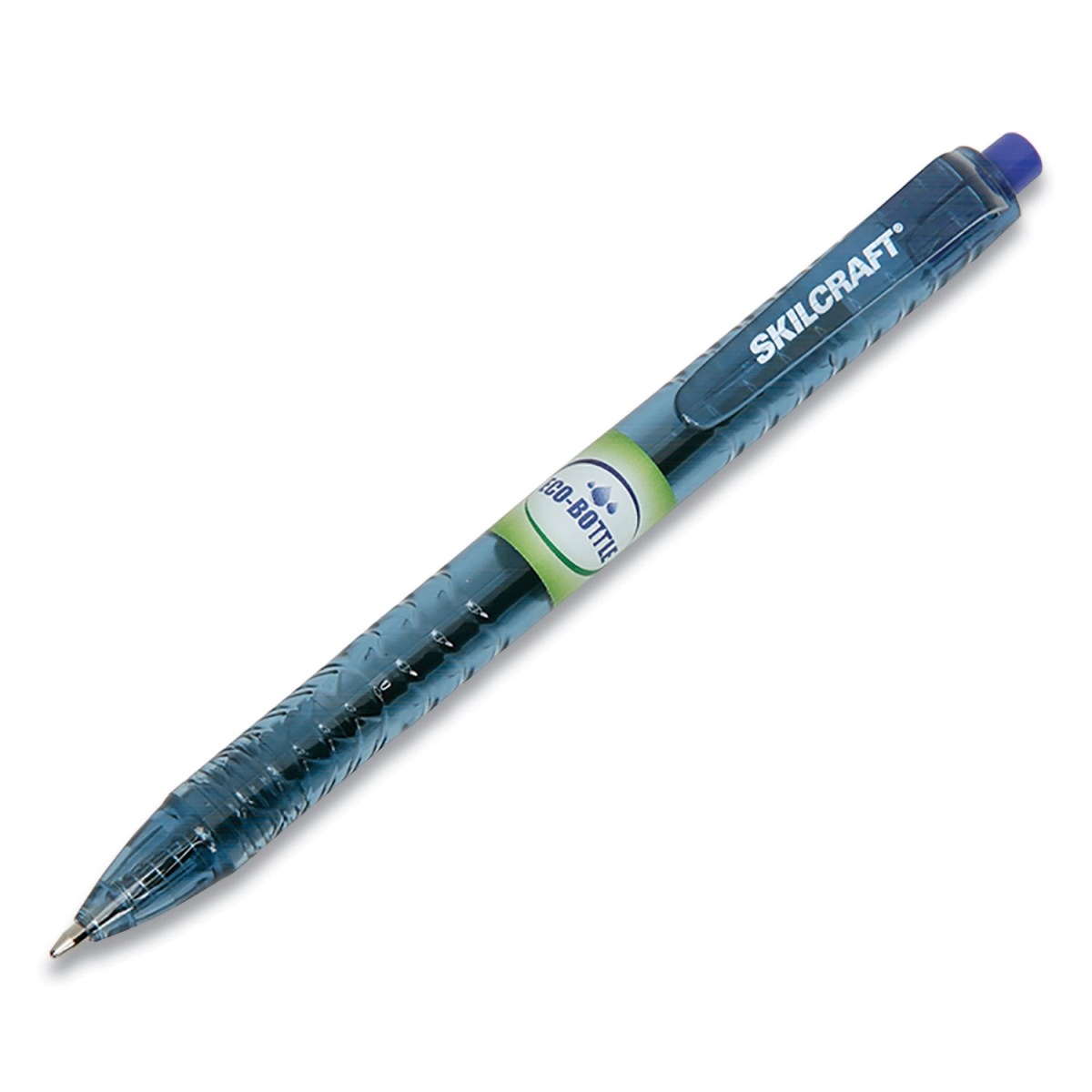 Picture of Ability One NSN6827168 0.5 mm Blue Ink&#44; Clear Barrel Recycled Water Bottle Retractable Ballpoint Pens - 1 Dozen