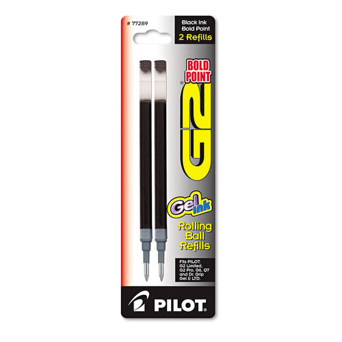 Picture of Pilot PIL77289 Bold Print Refill for G2 Gel Ink Pen&#44; Black - Pack of 2