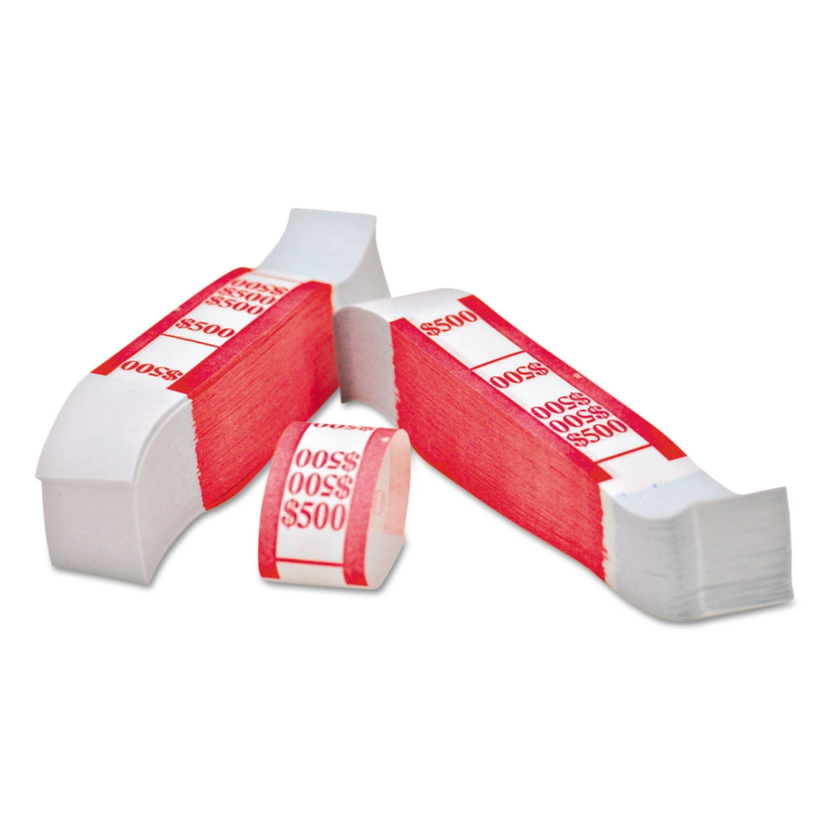 Iconex ICX94190063 Color-Coded Kraft Currency Straps - Red