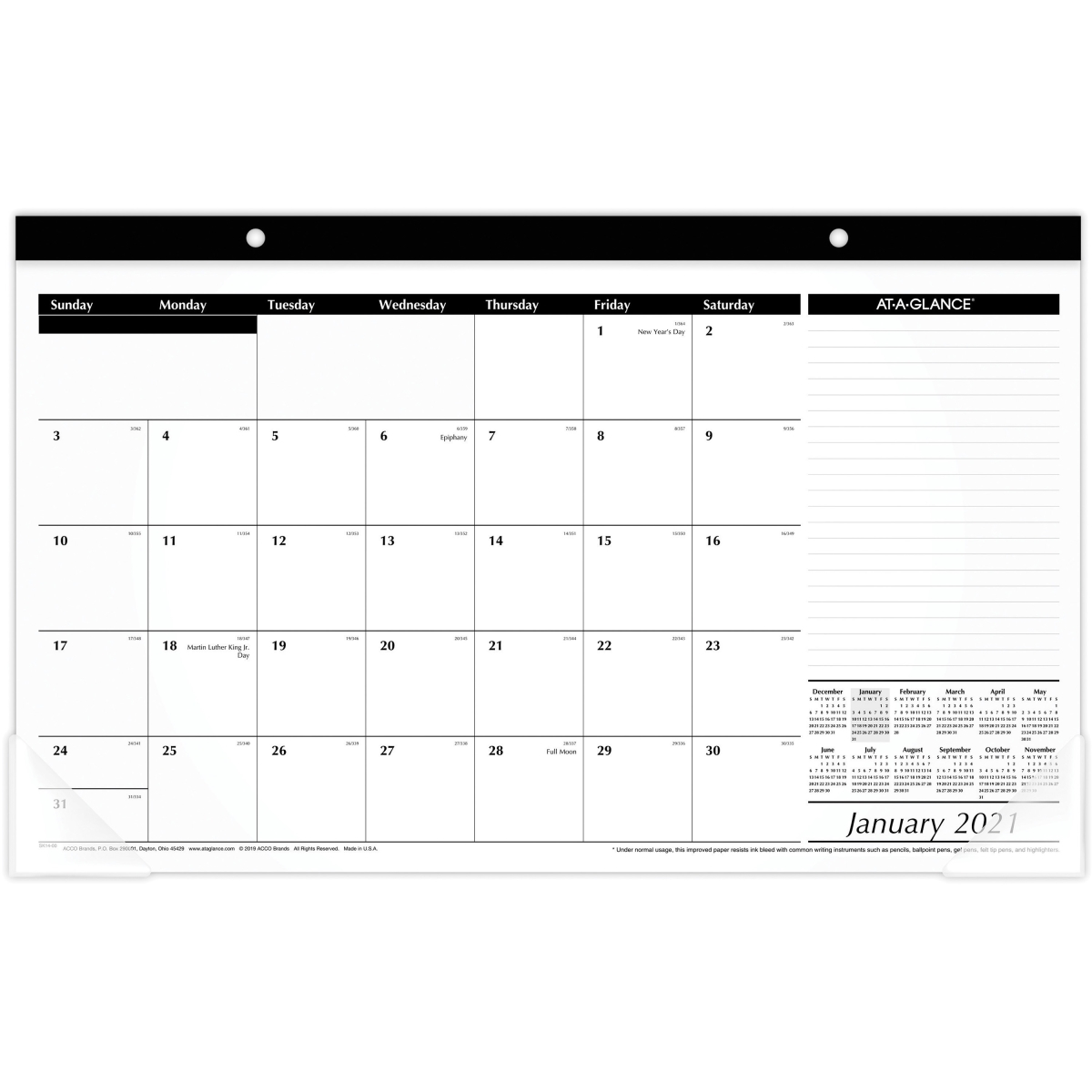 AAGSK1400 Compact Monthly Desk Pad, Black