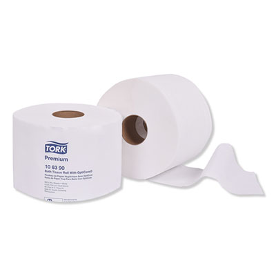 Picture of Essity TRK106390 Premium Bath Tissue Roll with OptiCore&#44; Septic Safe&#44; White