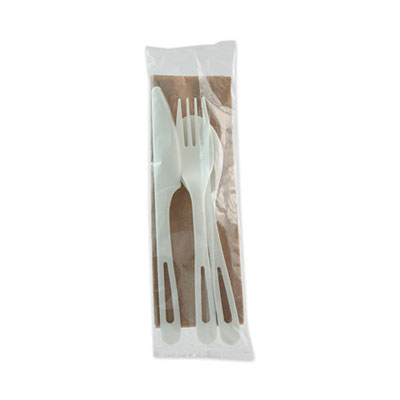 Picture of World Central WORASPSTN 6 in. TPLA Compostable Cutlery Set&#44; White - Case of 250