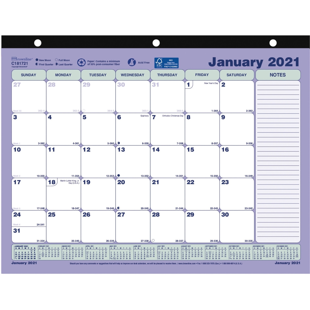 RED Brownline Mini Monthly Desk Pad