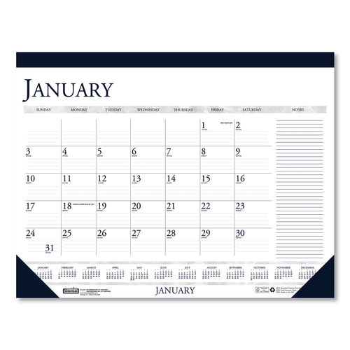 HOD Recycled Two-Color Monthly Desk Calendar with Large Notes Section