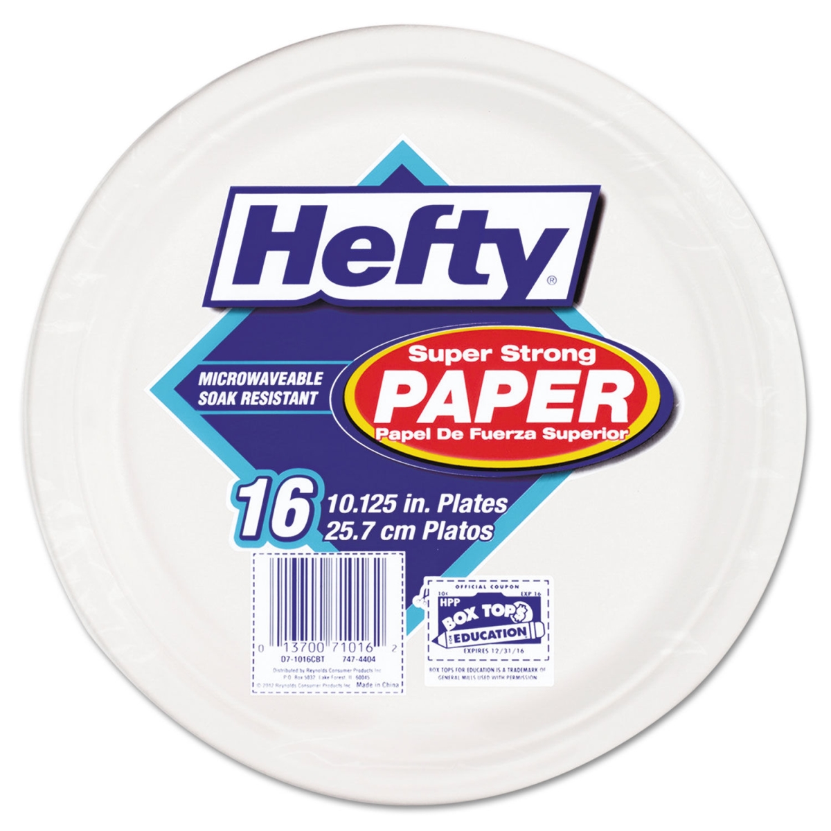 Picture of Hefty RFPD71016 10.25 in. Super Strong Paper Dinnerware Plate, White - Pack of 16