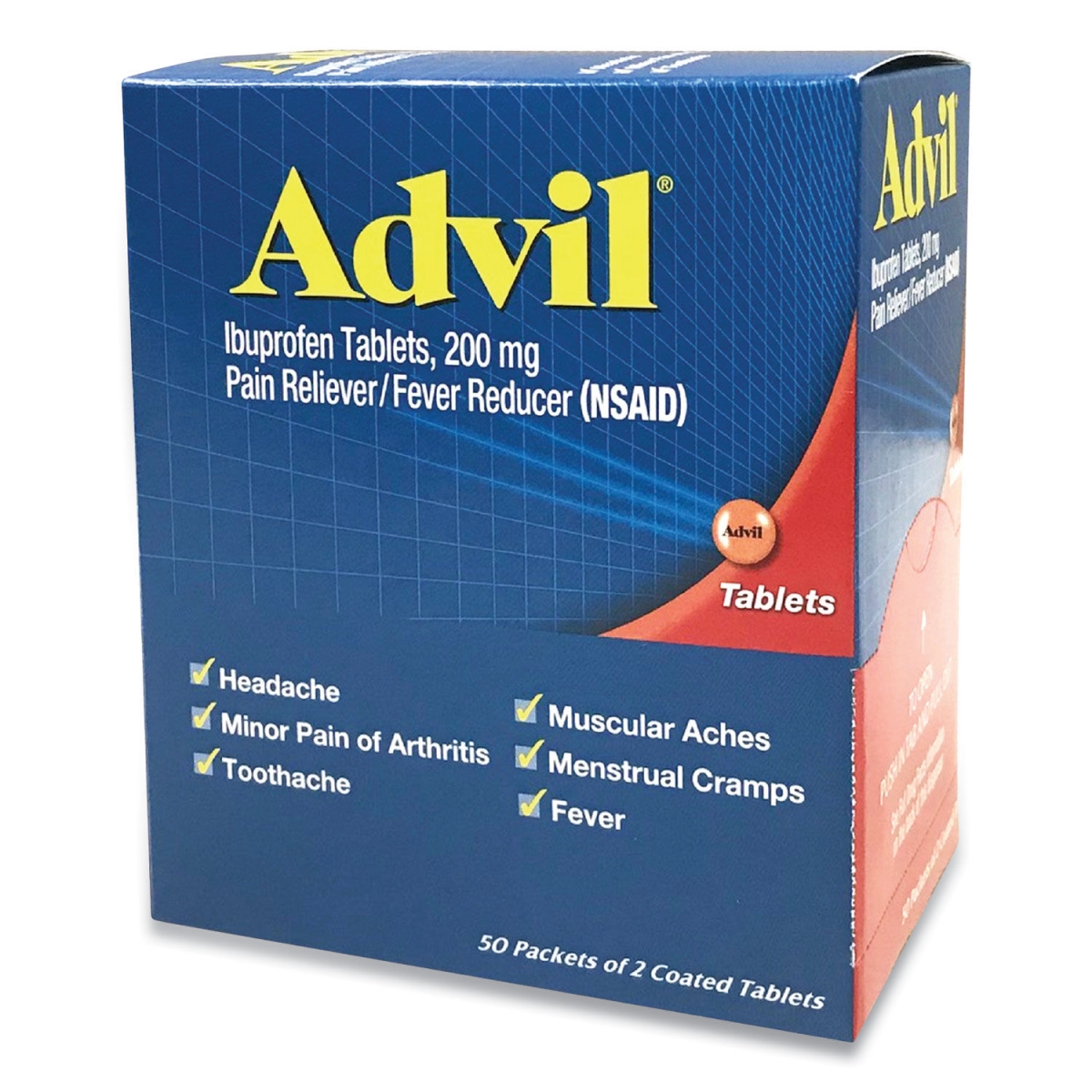 Picture of Advil PFYBXAVL50 First Aid Pain Reliever & Fever Reducer Tablet - 24 Count