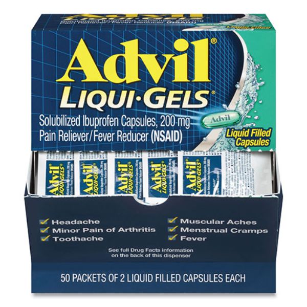 Picture of Advil PFYBXAVLQG50 First Aid Liqui-Gels Pain Reliever & Fever Reducer - 50 Count