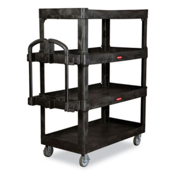 Picture of Rubbermaid Commercial Products RCP2128657 4-Shelf Heavy-Duty Ergo Utility Cart&#44; Black