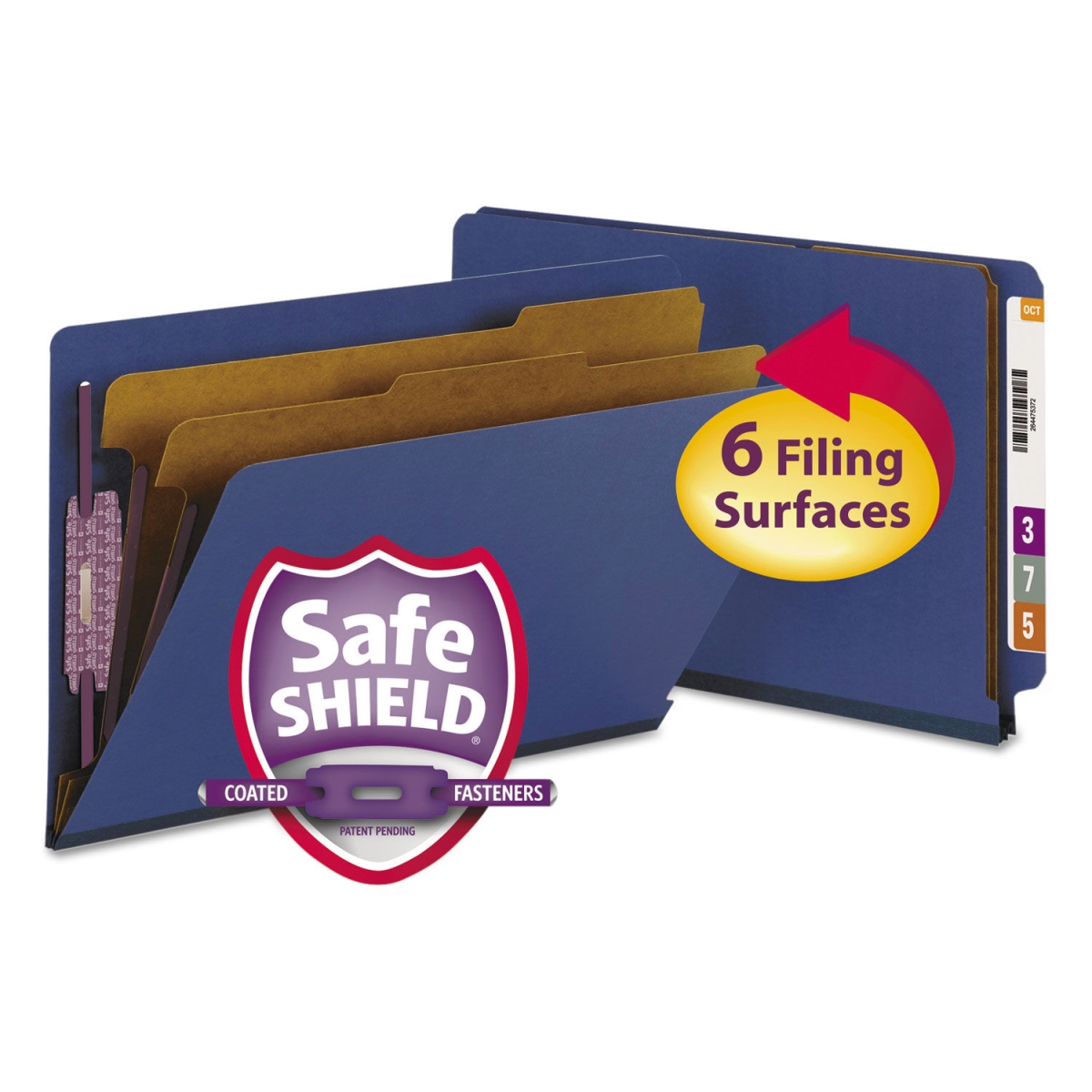 End Tab Pressboard Folder with Coated Fastener, Dark Blue - Size Legal