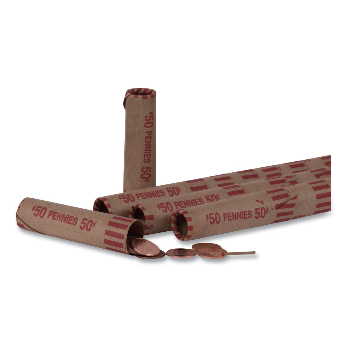 Picture of Pap CTX20001 50 Preformed Tubular Penny Coin Wrapper, Red