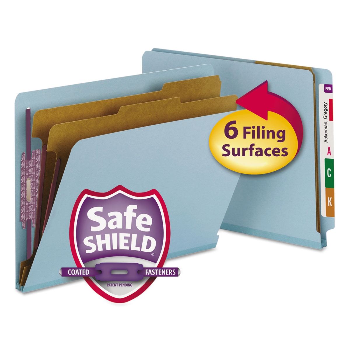 End Tab Pressboard Classification Folder, Blue - Size Letter