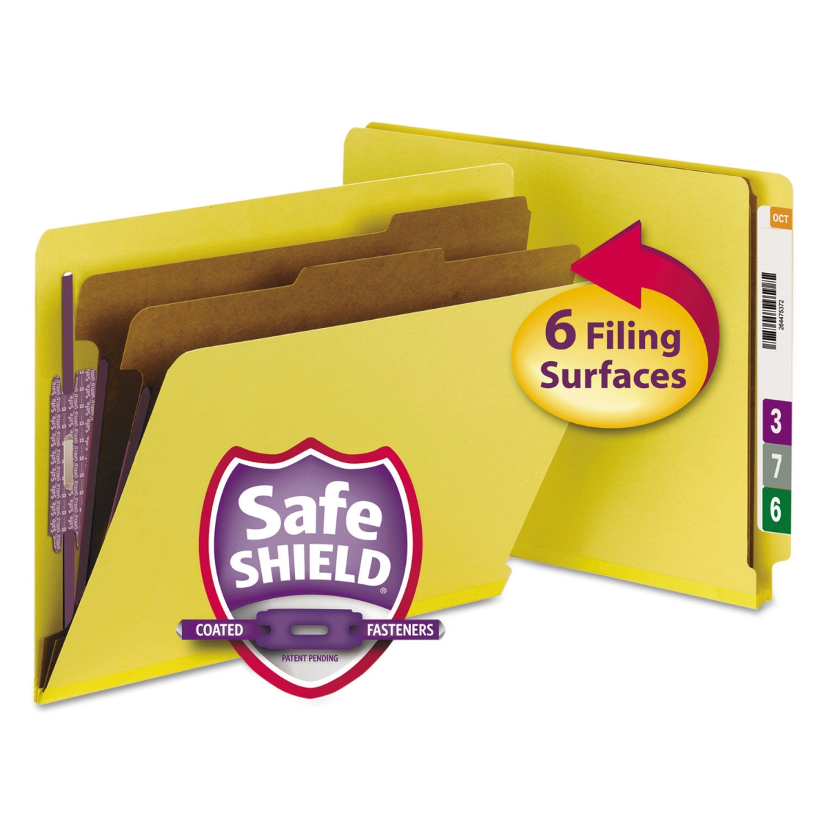 End Tab Pressboard Folder with Coated Fastener, Yellow - Size Letter