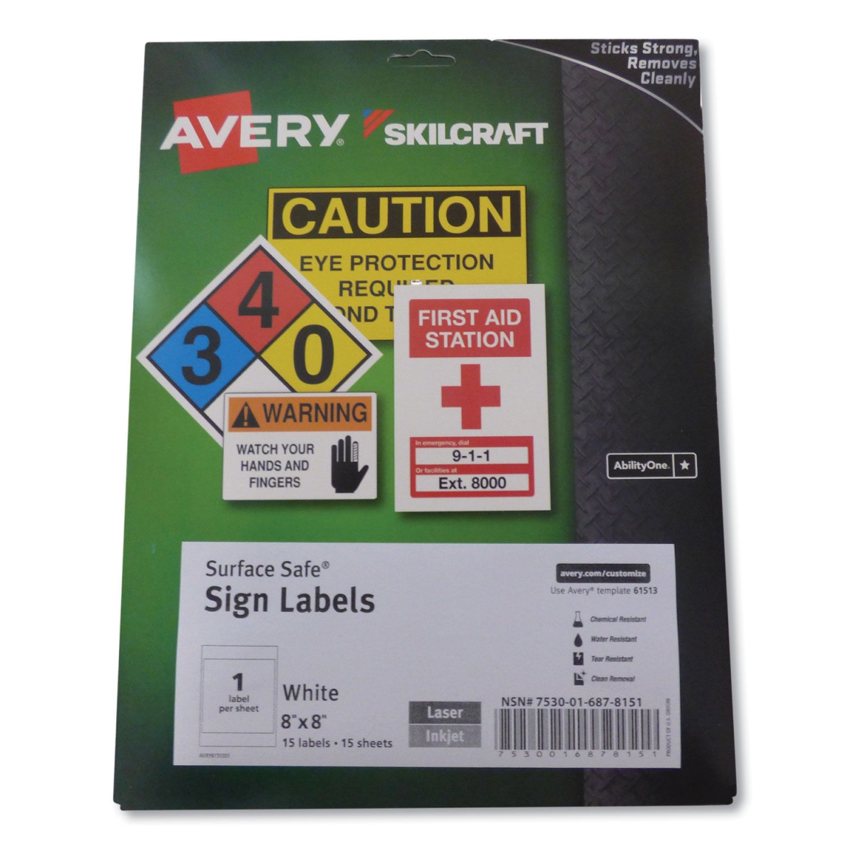 Picture of Abilityone NSN6878151 Surface Safe Sign Label&#44; White - 8 x 7 in.
