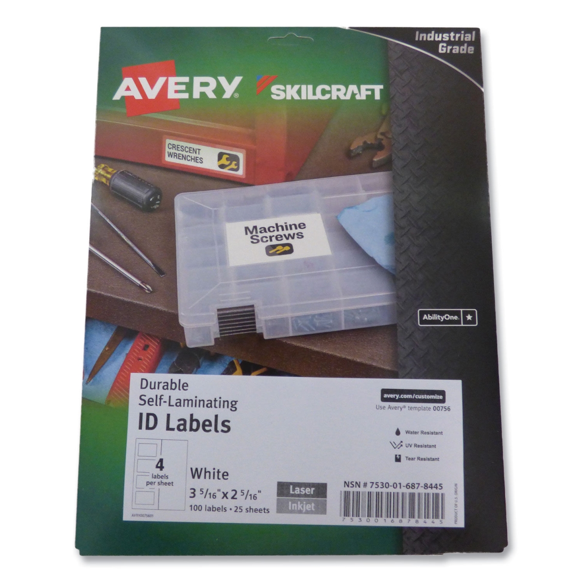 Picture of Abilityone NSN6878445 Durable Self Laminating ID Label&#44; White - 2.31 x 3.31 in.