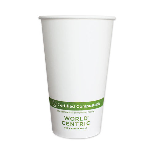 Picture of World Centric CUPA16 16 oz Paper Hot Cups, White
