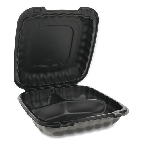 Picture of PCT YCNB09030000 9 x 9 in. Microwavable Hinged Lid Containers, Black