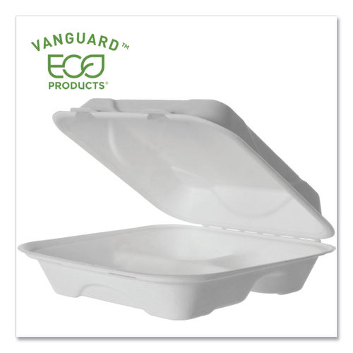 Picture of Eco-Products EPHC93NFA 9 x 9 x 3 in. 3 Compartment Container, White
