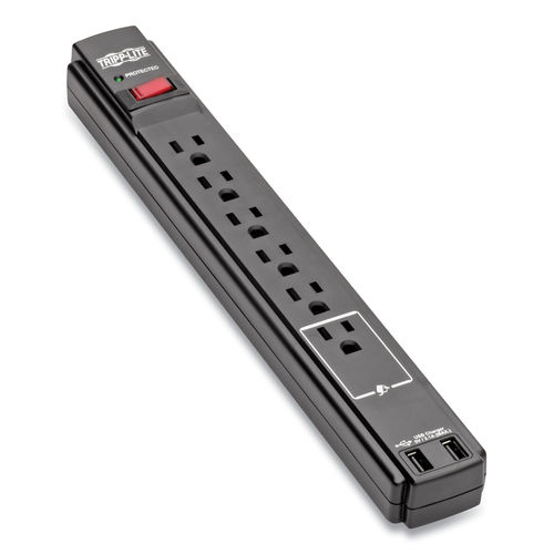 TLP606USBB 2 USB 6 Outlet Protect It Surge Protector, Black