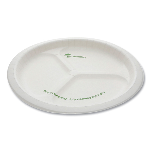 Picture of Pactiv PSP103EC Pressware Compostable 3-Compartment Dinnerware Plate - 10 in. - White - 250 per Case