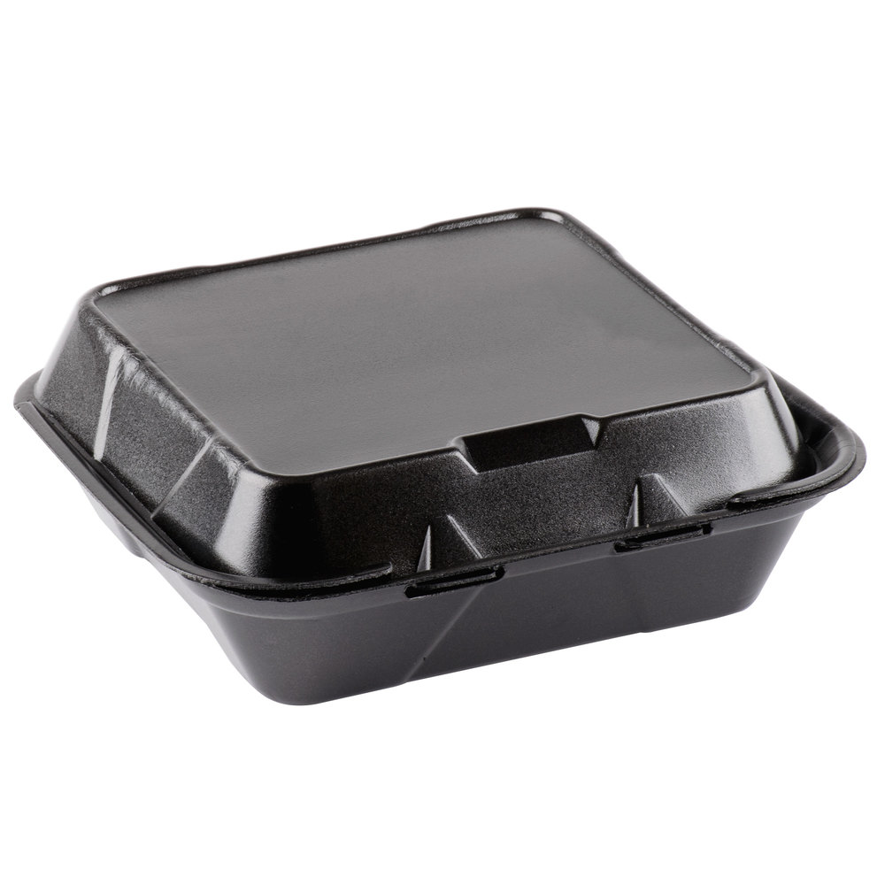 Picture of Pactiv DC858100B000 1-Compartment Hinged-Lid Takeout Container - Black - 8.5 x 8.5 in.