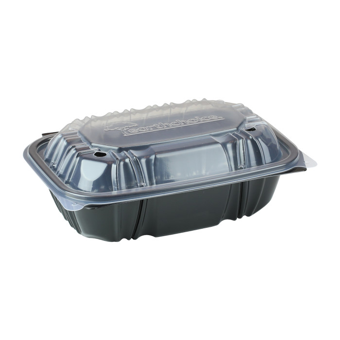 Picture of Pactiv DC961000B000 Hinged-Lid Takeout Container - Black - 9 x 6 in.